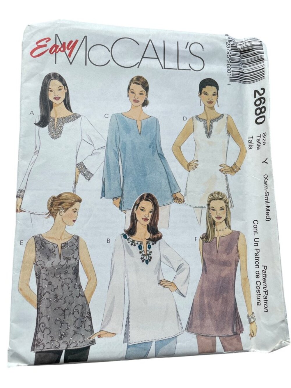 Easy McCalls 2680 Sewing Pattern XS-Medium Misses Tunic Retro Dressmaking CUT